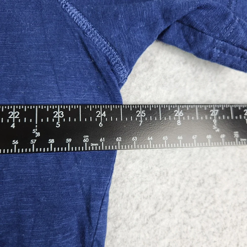 GAP Henley T Shirt Mens XXL Blue Slub Cotton Casual Side Slit Short Sleeve Tee